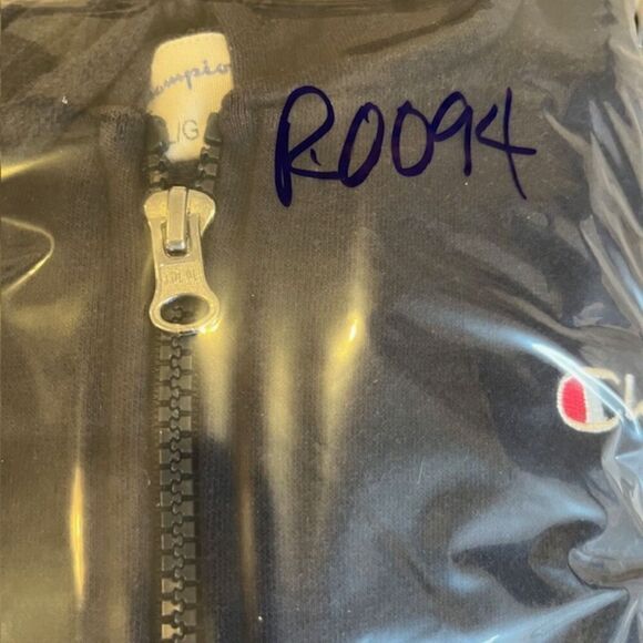 Champion French Terry Hoodie Navy Blue Zip Front Size Large - Picture 9 of 9